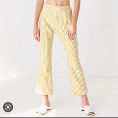 Urban Outfitters Yellow White Gingham Plaid Flare Stretch Pants Size Small In Perfect Condition, Never Worn Fabric 98% Polyester 2% Elastane Waist 11.5” Flat Inseam 28” Ribbed Flares, Flower Pants, Printed Flare Pants, Velvet Flares, Purple Pants, Lace Pants, Urban Outfitters Pants, Soft Pants, Flare Leg Pants