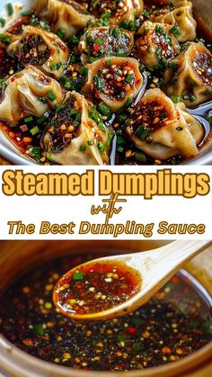 Steamed Dumplings with The Best Dumpling Sauce Sauce For Steamed Dumplings, Shrimp Dumpling Sauce, Different Dumpling Fillings, Steamed Dinner Recipes, Homemade Asian Dumplings, Asian Chicken Dumplings, Steamed Dumpling Sauce, Dumplings Recipe Pork, Dumpling Filling Recipe Chicken