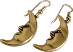 Vintage Crescent Pierced Jewelry, Vintage Moon Earrings For Gift, Vintage Moon-shaped Earrings For Gift, Vintage Moon Shaped Earrings For Gift, Vintage Moon Shaped Earrings, Vintage Moon-shaped Metal Earrings, Vintage Crescent Nickel-free Earrings, Vintage Moon Earrings, Vintage Celestial