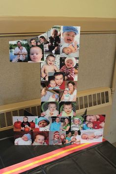 the letter f is made up of photos and then placed on top of a heater