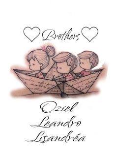 two girls in a paper boat with the words brother and sister written on it's side