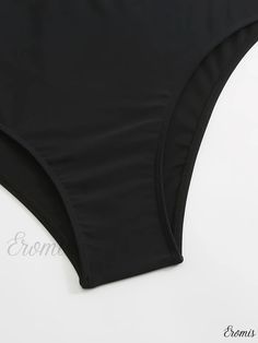 Eromis - Womens Plus Size Sophisticated Bikini Bottoms: Solid Cut-out Bow Front High Waisted Beach Panty Brief Bottoms For Summer Beach Party, Beach Party Brief Bottoms For Summer, Black High-cut Leg Swimwear For Beach Season, Summer Solid Bottoms For Beach Party, Solid Color Summer Bottoms For Beach Party, Summer Solid Color Bottoms For Beach Party, Summer Vacation Brief Bottoms, High-cut Leg Swimwear For Beach Season Vacation, Solid Summer Brief Tankini