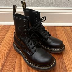 Unisex Doc Martens 1460 W Size 6 Uk 4 Eu 37 I Believe These Are The Vegan Leather Smooth Lace Up 8-Hole Black With Black Grommets Excellent Preowned Condition - Unworn, Like New! Pls Review Photos Prior To Purchase Photos In Natural Light Questions? Pls Ask! ********* Smoke-Free Home Top Rated Seller Ships 1-2 Days Reasonable Offers Considered Bundle & Save White Platform Doc Martens, Hozier Concert, Black Doc Martens, Jadon Platform Boots, Platform Doc Martens, Doc Martens 1460, Concert Vibes, Embroidery Boots, Random Clothes