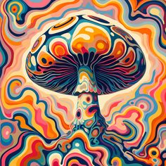 Fungi Dreamscape Bright Mushroom Art, Mishroom Artwork, Mushroom Art Colorful, Mushroom Magic Art, Mushroom Psychedelique Art, Colorful Fantasy Art, Mushroom Abstract Art, Abstract Mushroom Painting, Pshycadelic Art