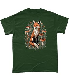 T-shirt Fox cute Cottagecore Fox Shirt Goblincore Aesthetic Sweatshirt Vintage Forestcore tee Woodland Animal Lover Gift Goblincore Clothing Forest top Nature Lover Gift For Him Gift For Her Gildan Heavy Cotton T-Shirt Sizes S-5XL Material: 100% cotton.* - Seamless twin needle collar. - Taped neck and shoulders. - Tubular body. - Twin needle sleeves and hem. - Tear out label. Weight:  - White 170gsm. - Colours 180gsm. *Ash 99% cotton/1% polyester. **Midnight, Blackberry, Dark Heather, Heather Sa Fall Goblincore Crew Neck T-shirt, Spring Fairycore Graphic Print T-shirt, Goblincore Graphic Print Short Sleeve T-shirt, Fairycore Cotton T-shirt With Graphic Print, Spring Fairycore Crew Neck T-shirt, Goblincore Short Sleeve T-shirt For Summer, Fairycore Graphic Print Cotton T-shirt, Summer Goblincore Short Sleeve T-shirt, Summer Goblincore T-shirt With Short Sleeves