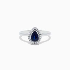 Effy Royale Bleu 14K White Gold Sapphire and Diamond Pear Shaped Ring Pear Shaped Ring, White Gold Sapphire, Pear Shaped, Sapphire Ring, Pear, Sapphire, 14k Gold, White Gold, Ring