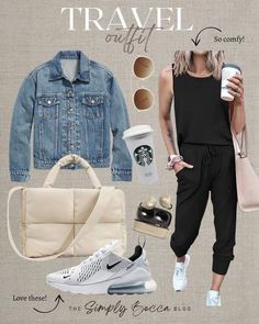 Car Travel Outfit, Airplane Outfits, Stylish Work Outfits, Athleisure Outfits, Summer Fashion Outfits, Fall Fashion Outfits, Airport Outfit, Casual Fall Outfits