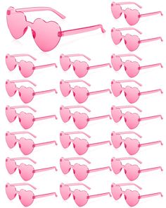 PRICES MAY VARY. PC，AC Imported Stylish Heart-Shaped Sunglasses: Get ready to turn heads with these fashionable heart-shaped sunglasses. This set includes 20 pairs of bulk transparent pink sunglasses, perfect for both women and men. Lens Width:2.36 inches | Lens Height: 2.36 inches | Leg Length: 5.51 inches | Nose bridge: 0.87 inches | Eyewear weight: 22g. Perfect for Bachelorette Parties: Planning a bachelorette party? These heart sunglasses are a must-have accessory for the bride-to-be and her Bachelorette Party Glasses, Bachelorette Party Sunglasses, Bachelor Party Favors, Novelty Sunglasses, Heart Shaped Glasses, Party Photoshoot, Heart Glasses, Party Sunglasses, Shaped Sunglasses