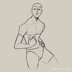 a drawing of a man with his hands on his hips