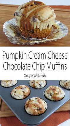 pumpkin cream cheese chocolate chip muffins