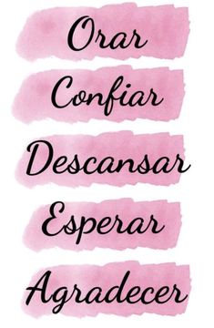 the words in spanish are written on pink watercolor paper