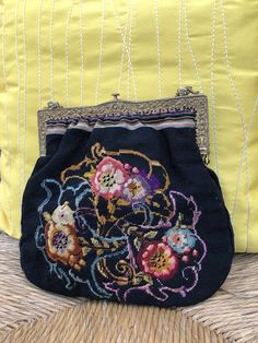 "Thank You If You Favored One of My Items! You Will Receive 10% Off an Item of Your Choice, Unless It is on Sale, CODE17. Thank you. 1920's PETIT POINT Bags/Petit Point Handbags/Petit Point Purses/20's Handbags/Needlepoint Purses/Antique Purses/Near MINT Condition 1920's Morgan Reeves Petit Point Handbag Ornate Purse Frame in Brass Gorgeous Pansy Design and a Pretty Stripe Pattern Around the Sides and Bottom Patented February 9, 1926 (engraved on the inside top of the frame) You open this Lovely Handmade Multicolor Formal Bags, Vintage Embroidered Pouch Bag, Vintage Handmade Pouch Bag, Vintage Embroidered Top Handle Bag, Retro Embroidered Evening Bags, Victorian Black Rectangular Bag, Antique Multicolor Rectangular Bag, Antique Handmade Multicolor Bags, Antique Multicolor Handmade Bags