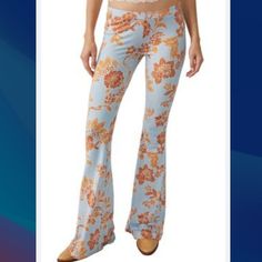 Here's The Details: - New-Nwt - Size: L - Color: Multicolored - Detail: Floral Print - Style Name: Pull-On Pants - Stretch Waistband - Flare Pant Hem - Stretch Material - Measurement Approx: - Flat Waist: 15.5" - Rise/Inseam: 9.5"/33.5" Great Condition No Price Is Final Feel Free To Make An Offer Please Look At All Photos. First & Last Photo Is For Optics Of Advertisement. Sale Item Slightly Different. Disclaimer: Item(S) Are Represented To The Best Optics/Photos And Description Required For Thi Striped Flare Pants, Free People Leggings, Printed Flare Pants, Flare Leg Pants, Floral Leggings, Blue Leggings, Flare Leggings, Floral Pants, Free People Pants