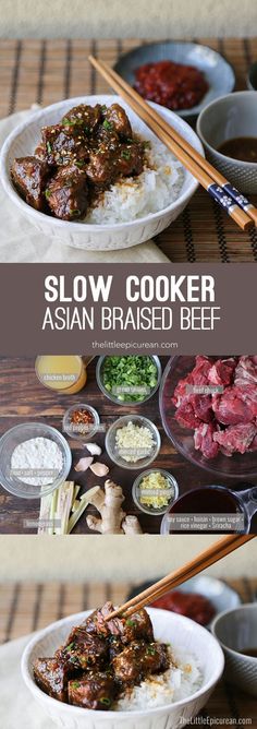 Slow Cooker Asian Braised Beef Braised Beef Slow Cooker, Asian Braised Beef, Crockpot Asian Recipes, Shredded Beef Recipes, Slow Cooker Asian, Carnivore Recipes, Asian Beef, Mapo Tofu, Braised Beef