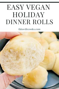 easy vegan holiday dinner rolls with text overlay