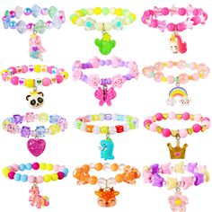 PRICES MAY VARY. UNIQUE DESIGN-- Beaded bracelets sets made of crystal glass beads, designs of multi-colored and sparkle that will make your daughters mesmerized. CHARM--This girls party favor jewelry pack include 18 pcs different bracelet. Each style is different. SAFE FOR KIDS--Stretch bracelets for kids, no more size and age related anxiety.Fit for little girl and teen. LOVE MEMORIES--Perfect as Gifts for Girls Jewelry Collection, Jewelry Toy, Birthday Party Favor, Christmas Stocking Stuffers Friendship Flower, Bracelets Sets, Friendship Flowers, Heart Bracelets, Jewelry For Kids, Pink Sheep, Unicorn Flowers, Princess Party Favors, Girls Party Favors