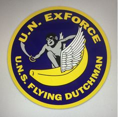 the u n - exf force is flying dutchman sticker on a wall