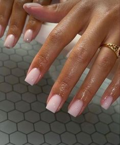 spring nails, summer nails, spring neutral nails, prom nails Sns Overlay Nails, Short Wedding Nails Black Women, Acrylics Black Women, Anc French Nails, Simple Elegant Acrylic Nails, Shorter Square Nails, Nails On Tanned Skin, Short Straight Nails, Simple Acrylic Nails Designs