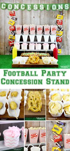 a football party with food and snacks