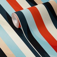 a roll of red, white and blue striped wallpaper