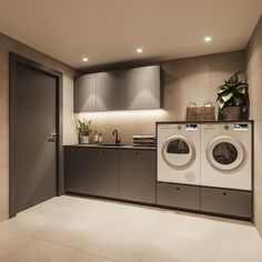 a washer and dryer sitting in a room