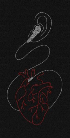 an image of the heart and lungs drawn in chalk on a black paper sheet with red marker