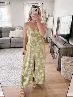 Our Florida Dreaming Boho Jumpsuit features a fun palm tree pattern print, v-neckline, adjustable straps, boho relaxed style fit, back tie detail, wide leg hemline. Model is 5'1", 34D, 6/28 and is wearing a size small. Item runs oversized. More details:100% polyester. hand wash or wash on cold and hang to dry. Tropical V-neck Jumpsuits And Rompers For Vacation, Tropical Printed V-neck Jumpsuits And Rompers, Casual V-neck Jumpsuits And Rompers With Tropical Print, Green Tropical V-neck Jumpsuits And Rompers, Tropical V-neck Printed Jumpsuits And Rompers, Printed Tropical V-neck Jumpsuits And Rompers, Beach V-neck Jumpsuit With Tropical Print, Beach V-neck Jumpsuits And Rompers With Tropical Print, Tropical Print V-neck Jumpsuits And Rompers For Beach