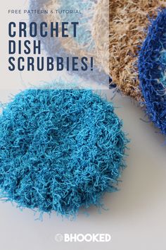 crochet dish scrubbies with text overlay