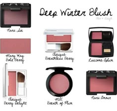 Dark Winter Makeup Products, Deep Winter Blush, Deep Winter Palette Outfits, Mary Kay Blush, Color Analysis Winter, Winter Skin Tone, Winter Lipstick, Cool Winter Color Palette