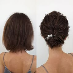 Neck Length Hair, Sanggul Modern, Short Hair Bun, Curly Wedding Hair, Hairdo Wedding