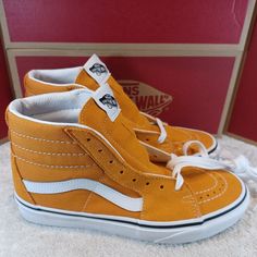 100% Authentic Vans With Tags (No Box) Men's 5.5/Women's 7 Uk 4.5 Eu 37 Fast Shipping With Tracking, Usually Same Day Check Out My Other Vans Footwear And Product Listings And Thanks For Looking! 4bfbg Vans Orange, Authentic Vans, Shoes Vans, Sk8 Hi, Mens Vans, Womens Vans, Brands Outlet, Orange White, Vans Shoes