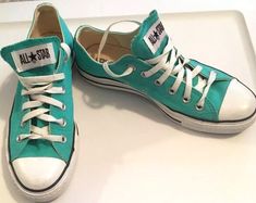 Converse Chuck Taylor All Star Teal Low Top Sneakers Unisex Size Men 6 Women 8 Best Group Costumes, Teal Shoes, Converse Low Tops, Teal Blue Color, Custom Converse, Low Top Sneakers, Converse Chuck Taylor All Star, Chuck Taylor Sneakers, Chuck Taylor All Star