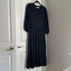 New, Never Worn Black (I Like To Say A Slightly Vintage Look) Dress. I Can Ship Out Immediately. Black Viscose Maxi Dress For Daywear, Zara Black Maxi Dress For Brunch, Black Flowy Viscose Midi Dress, Flowy Black Viscose Midi Dress, Zara Flowy Maxi Dress For Daywear, Black Viscose Maxi Dress For Spring, Black Flowy Viscose Dress, Flowy Black Viscose Dress, Zara Black Maxi Dress With Ruffles