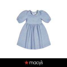 in stock Puff Sleeve Dress, Girls Quilts, Dress Dusty, Blue Quilts, Puffed Sleeves Dress, Dusty Blue, Toddler Girls