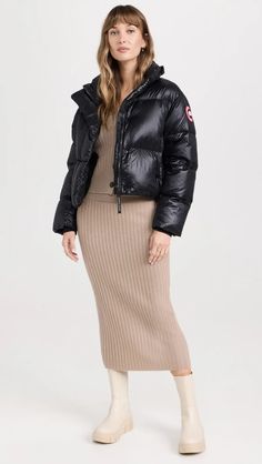 Canada Goose Cypress Cropped Puffer | Shopbop Goose Clothes, Backpack Straps, Duck Down, Knit Cuff, Canada Goose, Repellent, Puffer, Wardrobe, Black