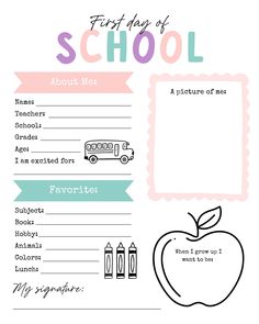 the first day of school printables are great for kids to practice their writing skills