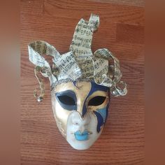 Vintage Venetian Mask, Carnival Mask, Halloween Mask It Can Be Worn(Left Side Of Back Tie Needs To Be Glued On) Or Used As Decoration Mask Carnival, Venetian Carnival Masks, Ceramic Mask, Carnival Mask, Theatre Masks, Mask Ideas, Venetian Mask, Mask Halloween, Halloween Mask