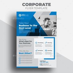 a blue and white business flyer template