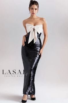 Lasaky - Sequin Strapless Formal Maxi Dress with Oversized Bow Accent Hollywood Gowns, Formal Maxi Dress, Tube Maxi Dresses, House Of Cb Dresses, Sequin Maxi Dress, Sequin Maxi, Maxi Dress Formal, Maxi Dress Evening, House Of Cb