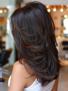 Medium Length Hair With Layers Dark Brown, Long Layers Medium Hair, Medium Haircuts With Layers, Haircuts For Medium Length Hair Layered, Hairstyles With Layers, Curls For Medium Length Hair, Haircuts With Layers, Layered Thick Hair, Trendy Haircuts Medium