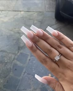 Milky White Long Nails, Milky White Manicure, White Long Nails, Bb Nails, Long Square Nails, White Manicure, Cute Acrylic Nail Designs