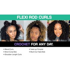 Darling Crochet Flexi Rod Curls 2X Pack Darling’s Flexi Rod Curl is made with premium quality synthetic fibers that are tangle-free, easy to manage, and soft to the touch. Available in two colors, Darling's premium textured fibers blends seamlessly with natural and straightened hair. Darling is Natural Textured and Simply Beautiful Hair Extensions. We meet the needs and ingenuity of young multifaceted black women who desire protective styling extensions that resemble and perform like healthy tex Styling Extensions, Rod Curls, Flexi Rod Curls, Straightened Hair, Shoulder Length Curls, Flexi Rods, Short Curly Bob, Wand Curls, Protective Styles