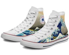 These are Converse brand shoes. The images featured on these shoes are printed with a unique patented method. Given that the imagery is not hand drawn, these shoes can be made within a few days unlike other sellers who take up to 4 weeks to work. This keeps the cost down and gets the shoes to the buyer much faster. Each image depicted on my shoes is an exact representation and not an amateur recreation. The image printed onto the shoe is guaranteed to last for the lifespan of the shoe. I've been Artistic White Custom Slip-on Sneakers, Artistic White Slip-on Custom Sneakers, White Low-top Sneakers With Artwork, Artistic White Sneakers With Artwork, Artistic White Custom Sneakers With Artwork, Artistic Custom White Sneakers With Artwork, Artistic White Sneakers With Graphic Print, Custom Converse High Tops, Vans Slip On Shoes