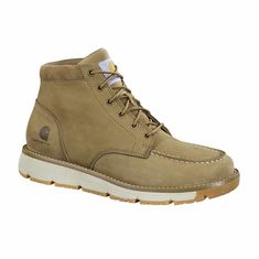 From landscaping to everyday casual wear, these men's Carhartt work boots are a comfortable choice for anyone who spends long hours on their feet. They're built with tons of flexibility and break points, along with an anti-fatigue footbed and lightweight EVA midsole. The wedge outsole disperses weight evenly across the boot, giving you a stable base of support on the move. And like truck tires, it features siping for high traction on wet surfaces. Features Coyote nubuck leather upper Soft toe me Wedge Work Boots, Work Boots For Men, Rugged Boots, Mens Boots Casual, Men Carhartt, Wedges Style, Work Boots Men, Boots For Men, Work Boot