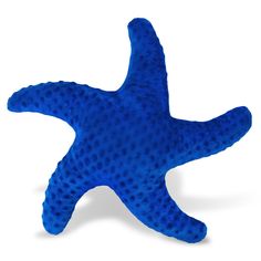 a blue starfish toy on a white background