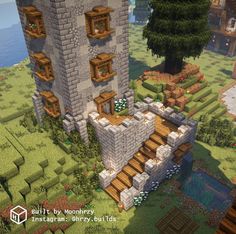 Minecraft 5x5 House, Spiral Stairs Minecraft, Mc Builds, Minecraft Farm, Minecraft Cottage