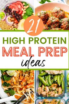 high protein meal prep ideas with text overlay