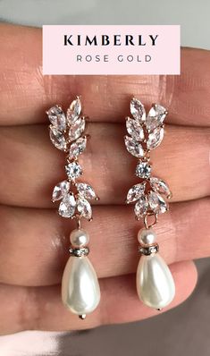 These are dainty, feminine cascading cubic zirconia teardrop wedding earrings. We apply high quality diamond simulant that will make you shine even more in your special day, absolutely goes with everything! These are sparkly and have wow factor so be ready to receive a lot of compliments and even being asked if these are real diamonds. Each stone is carefully prong set, not glued. Free shipping to the US if you spend more than $35. All earrings features high quality electroplating that does not Elegant Rose Gold Chandelier Earrings With Cubic Zirconia, Elegant Rose Gold Crystal Chandelier Earrings, Glamorous Bridal Earrings With Pearl Drop, Party Rose Gold Pearl Earrings With Cubic Zirconia, Elegant Rose Gold Bridal Earrings For Wedding, Elegant Rose Gold Teardrop Earrings With Cubic Zirconia, Rose Gold Cubic Zirconia Bridal Earrings For Wedding, Rose Gold Cubic Zirconia Dangle Bridal Earrings, Rose Gold Cubic Zirconia Drop Bridal Earrings