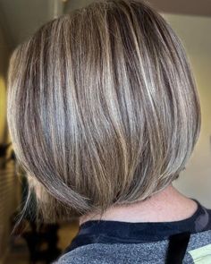 Eye Candy Bronde Bob with See-Through Gray Highlights Brown Hair Short Bob, Brown Hair Short Bob, Gray Highlights Brown Hair, Brown Hair Short, Highlights Brown Hair Short, Bronde Bob, Gray Highlights, Hair Short Bob