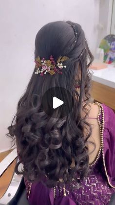 Engagement Hairstyles Front Look, Front Hairstyles Wedding Indian, Front Hairstyles For Open Hair, Open Hairstyles Indian Wedding, Long Hairstyles Ideas, Elegant Long Hairstyles, Simple Hairstyle For Saree, Ideas For Weddings